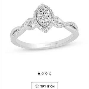 Stunning Hallmark Silver Marquise Diamond Ring size 7 1/5 carat